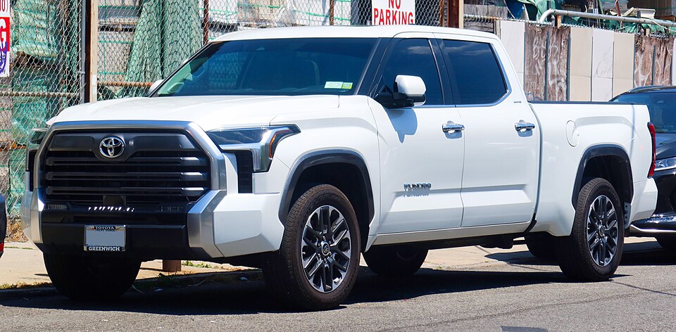 A white 2022 Toyota Tundra CrewMax Limited pickup
